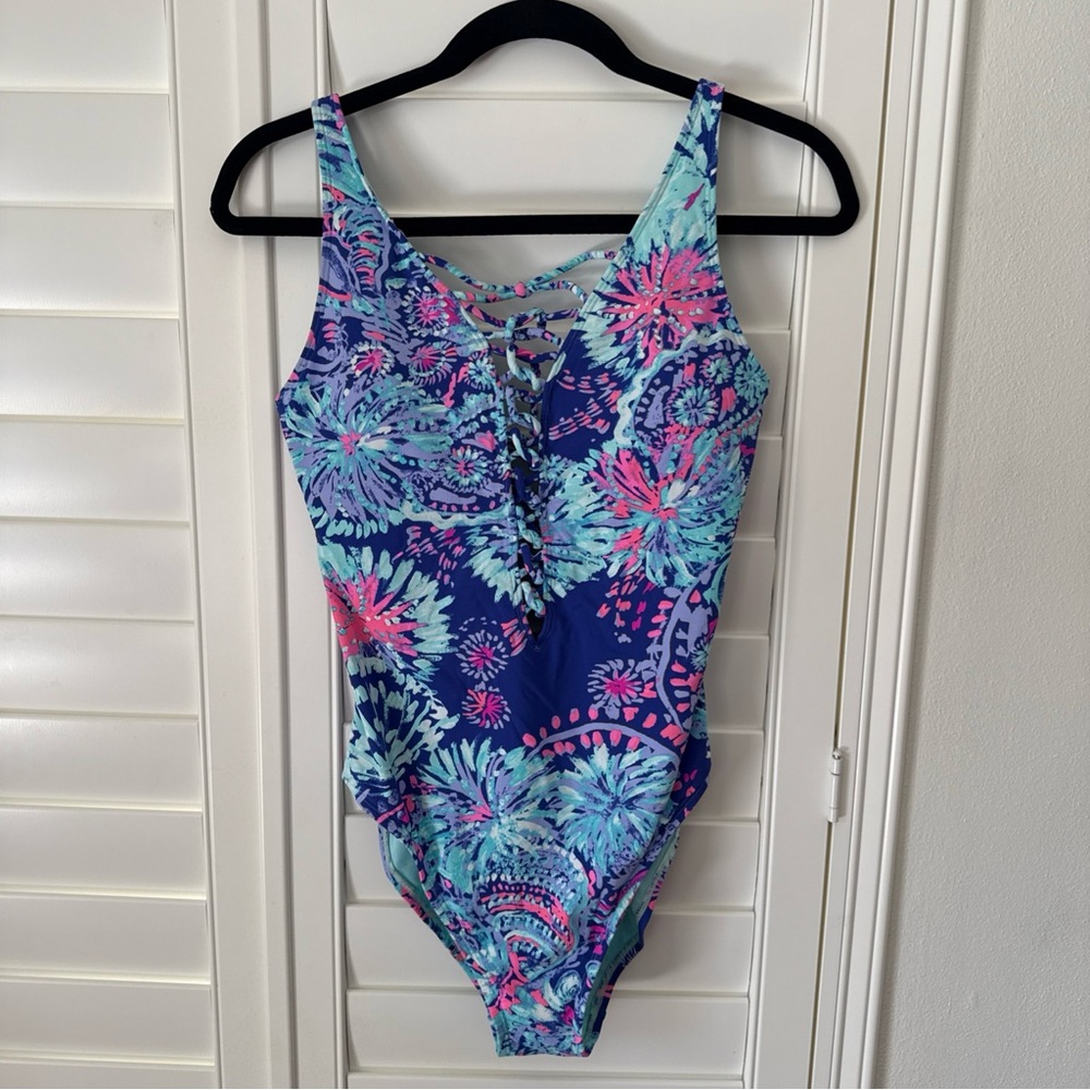 Lilly Pulitzer Floral One Piece Swimsuit - Blue and Pink - Picture 3 of 8